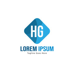 Initial HG logo template with modern frame. Minimalist HG letter logo vector illustration