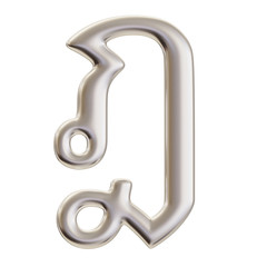 Thai Alphabet 3d rendering in silver metal color
