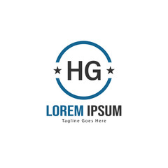 Initial HG logo template with modern frame. Minimalist HG letter logo vector illustration