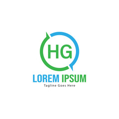 Initial HG logo template with modern frame. Minimalist HG letter logo vector illustration