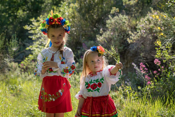 Sisters in Ukrainian national dress