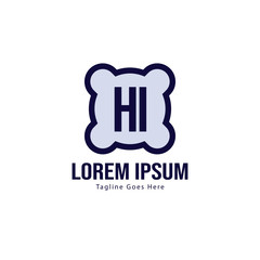Initial HI logo template with modern frame. Minimalist HI letter logo vector illustration