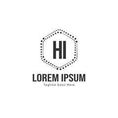 Initial HI logo template with modern frame. Minimalist HI letter logo vector illustration