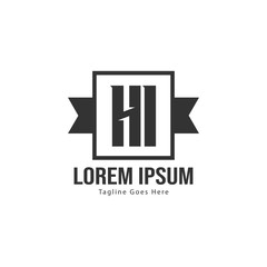 Initial HI logo template with modern frame. Minimalist HI letter logo vector illustration