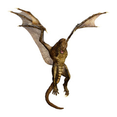 3D Rendering Fairy Tale Dragon on White