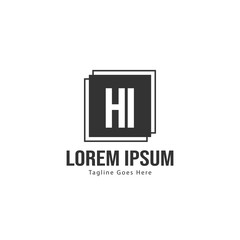 Initial HI logo template with modern frame. Minimalist HI letter logo vector illustration