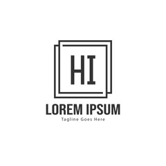 Initial HI logo template with modern frame. Minimalist HI letter logo vector illustration