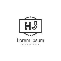 Initial HJ logo template with modern frame. Minimalist HJ letter logo vector illustration