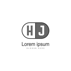 Initial HJ logo template with modern frame. Minimalist HJ letter logo vector illustration
