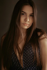 Fototapeta premium young sexy girl in the evening at home