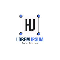 Initial HJ logo template with modern frame. Minimalist HJ letter logo vector illustration