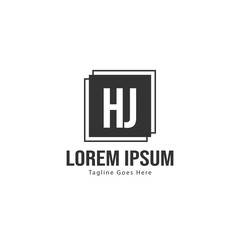 Initial HJ logo template with modern frame. Minimalist HJ letter logo vector illustration
