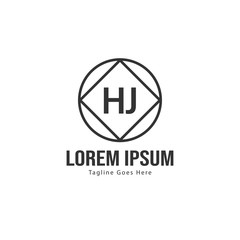 Initial HJ logo template with modern frame. Minimalist HJ letter logo vector illustration