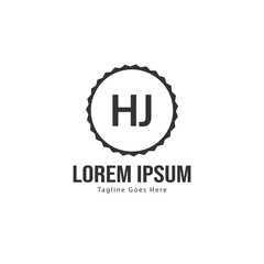 Initial HJ logo template with modern frame. Minimalist HJ letter logo vector illustration