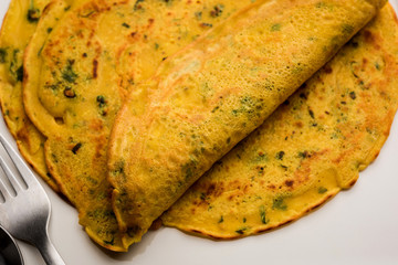 Chilla or Besan cheela is a simple pancake made with chickpea flour and some basic ingredients...