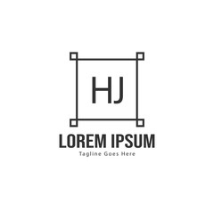 Initial HJ logo template with modern frame. Minimalist HJ letter logo vector illustration