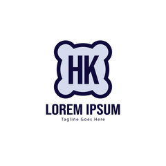 Initial HK logo template with modern frame. Minimalist HK letter logo vector illustration