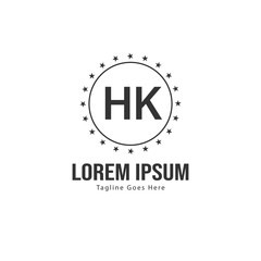 Initial HK logo template with modern frame. Minimalist HK letter logo vector illustration