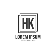 Fototapeta premium Initial HK logo template with modern frame. Minimalist HK letter logo vector illustration