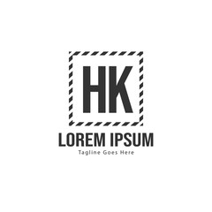 Initial HK logo template with modern frame. Minimalist HK letter logo vector illustration