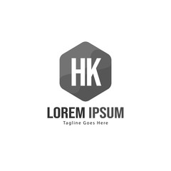 Initial HK logo template with modern frame. Minimalist HK letter logo vector illustration
