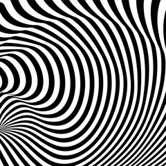 Fototapeta premium Abstract pattern of wavy black stripes. Distortion, analogue of optical illusion. Vector illustration
