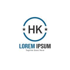 Initial HK logo template with modern frame. Minimalist HK letter logo vector illustration