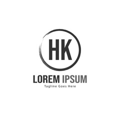 Initial HK logo template with modern frame. Minimalist HK letter logo vector illustration