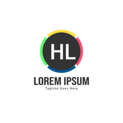 Initial HL logo template with modern frame. Minimalist HL letter logo vector illustration