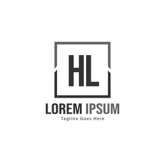 Initial HL logo template with modern frame. Minimalist HL letter logo vector illustration