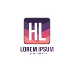 Initial HL logo template with modern frame. Minimalist HL letter logo vector illustration