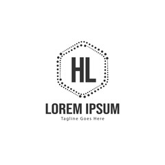 Initial HL logo template with modern frame. Minimalist HL letter logo vector illustration
