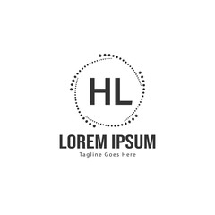 Initial HL logo template with modern frame. Minimalist HL letter logo vector illustration