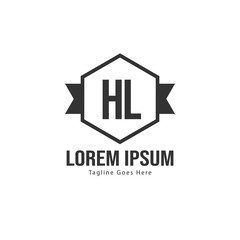 Initial HL logo template with modern frame. Minimalist HL letter logo vector illustration