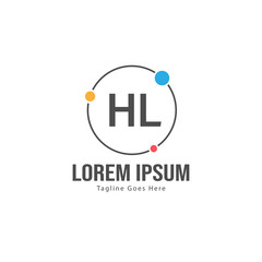 Initial HL logo template with modern frame. Minimalist HL letter logo vector illustration