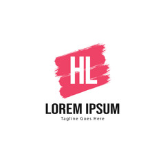 Initial HL logo template with modern frame. Minimalist HL letter logo vector illustration