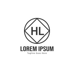 Initial HL logo template with modern frame. Minimalist HL letter logo vector illustration