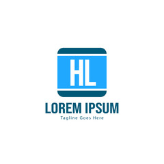 Initial HL logo template with modern frame. Minimalist HL letter logo vector illustration