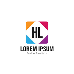 Initial HL logo template with modern frame. Minimalist HL letter logo vector illustration