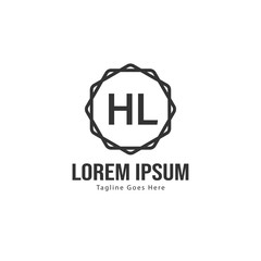 Initial HL logo template with modern frame. Minimalist HL letter logo vector illustration