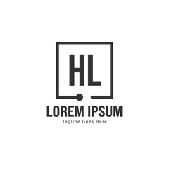 Initial HL logo template with modern frame. Minimalist HL letter logo vector illustration