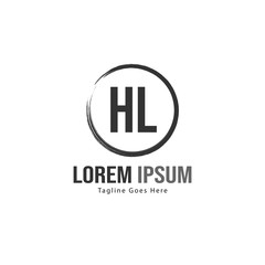 Initial HL logo template with modern frame. Minimalist HL letter logo vector illustration