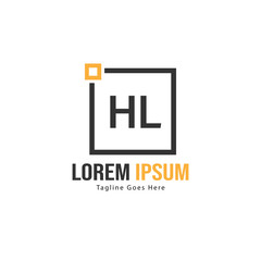 Initial HL logo template with modern frame. Minimalist HL letter logo vector illustration