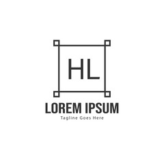 Initial HL logo template with modern frame. Minimalist HL letter logo vector illustration
