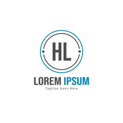 Initial HL logo template with modern frame. Minimalist HL letter logo vector illustration