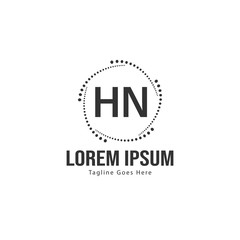 Initial HN logo template with modern frame. Minimalist HN letter logo vector illustration