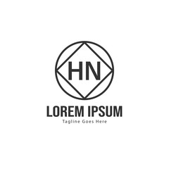 Initial HN logo template with modern frame. Minimalist HN letter logo vector illustration