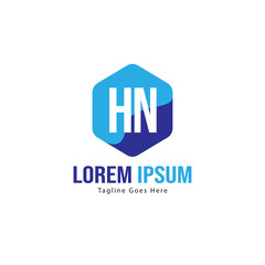 Initial HN logo template with modern frame. Minimalist HN letter logo vector illustration