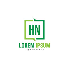 Initial HN logo template with modern frame. Minimalist HN letter logo vector illustration