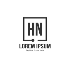 Initial HN logo template with modern frame. Minimalist HN letter logo vector illustration